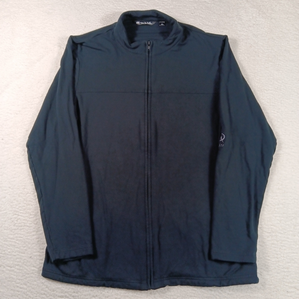 Travis Mathew Jacket Mens Large Black Newport Full Zip Fleece Performance Golf